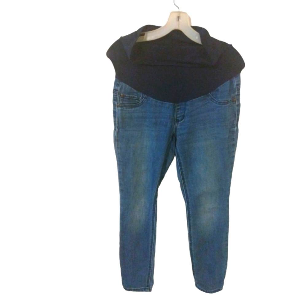 Maternity Petite Jeans Indigo Blue Stretch Front Panel, Straight Legged PS